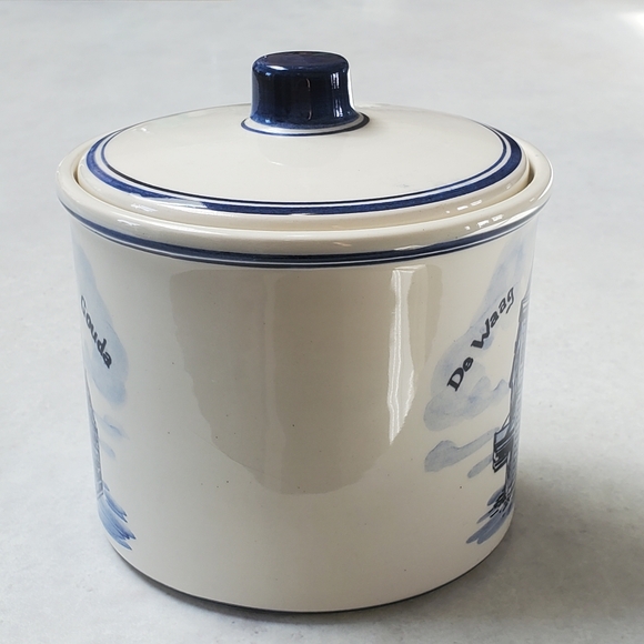 Vintage Delft Blue Handpainted Crock Jar with Lid Holland Signed Crown Gouda - Picture 5 of 12